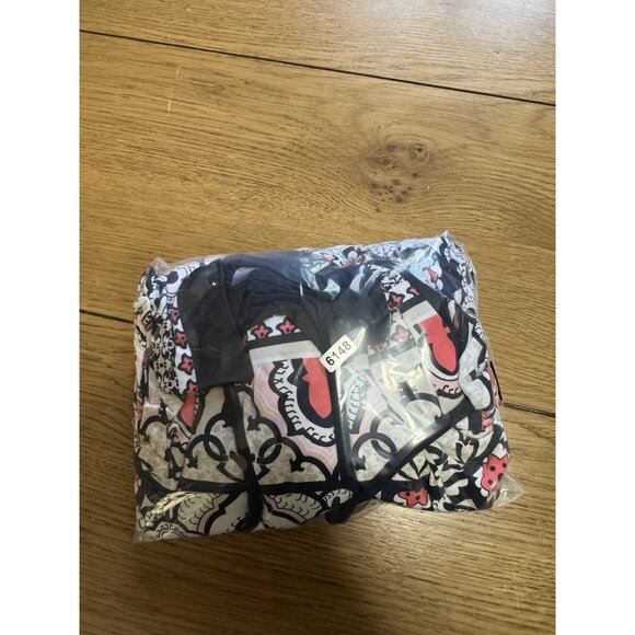 Liz Claiborne Dress Women Size Medium Stretch 3/4 Sleeve Colorful Tie Waist Line - Picture 12 of 12